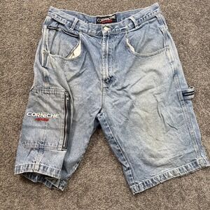 VTG Corniche Carpenter Jean Shorts 36 Baggy Y2K 90s Skateboard Square Pocket